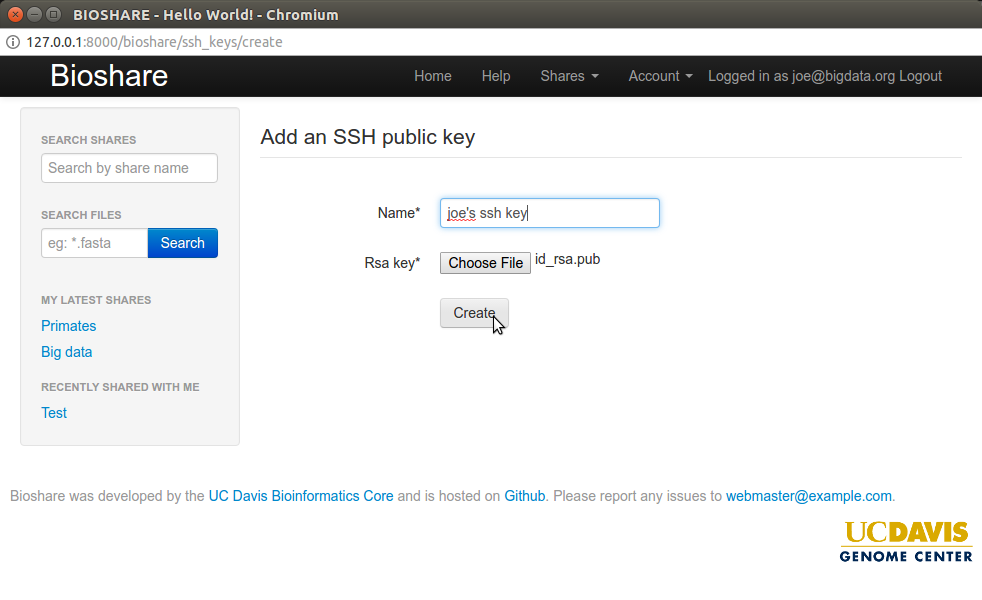 Upload SSH Public Key