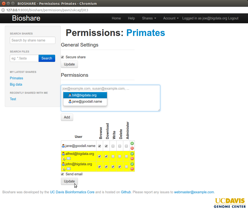 Share permissions
